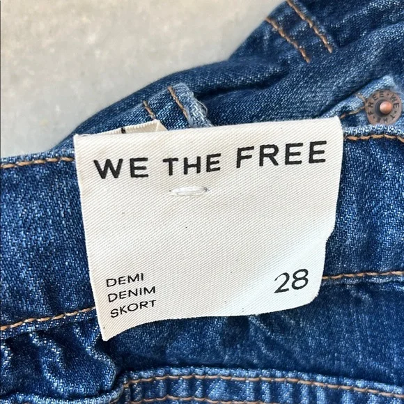Free People We The Free Demi Denim Mini Skort Mood Ring Blue | 28 - Picture 8 of 9